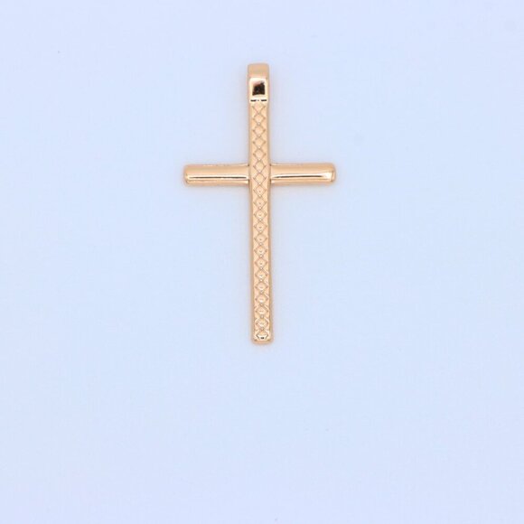 "Elegant Long Cross Rose Gold Pendant with Diamond Pattern Design, XPPT1601 - Picture 11 of 13
